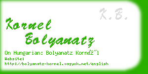 kornel bolyanatz business card